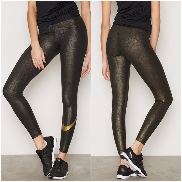Nike Pro Training Legging Cool Gold Sparkle small